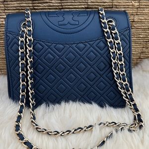 Tory Burch Fleming Lambskin Medium Chain Should Bag